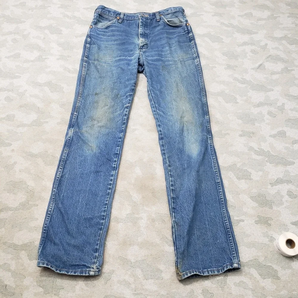 Vintage Wrangler Jeans Mens 32x34 Blue Straight Leg Cowboy Cut Denim Made In USA